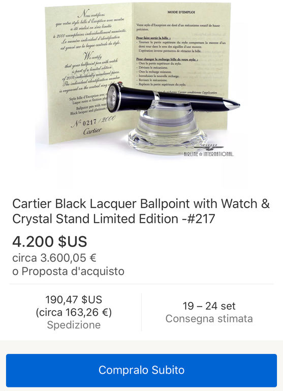 3780095 Penna Cartier Black Lacquer