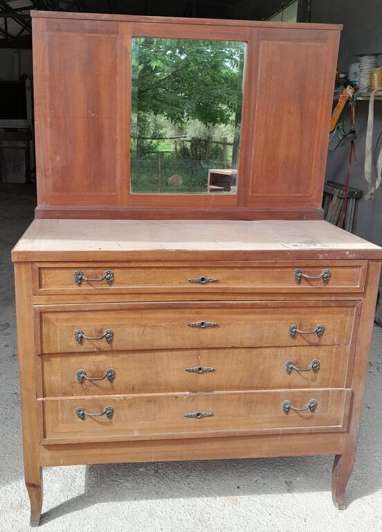 5383630 Cassettone specchiera antico in