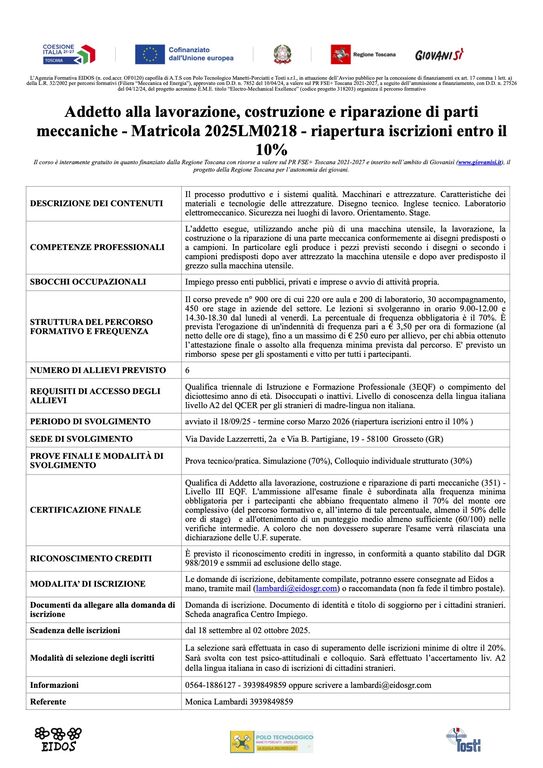 5402522  corsoAddetto alla lavorazione,