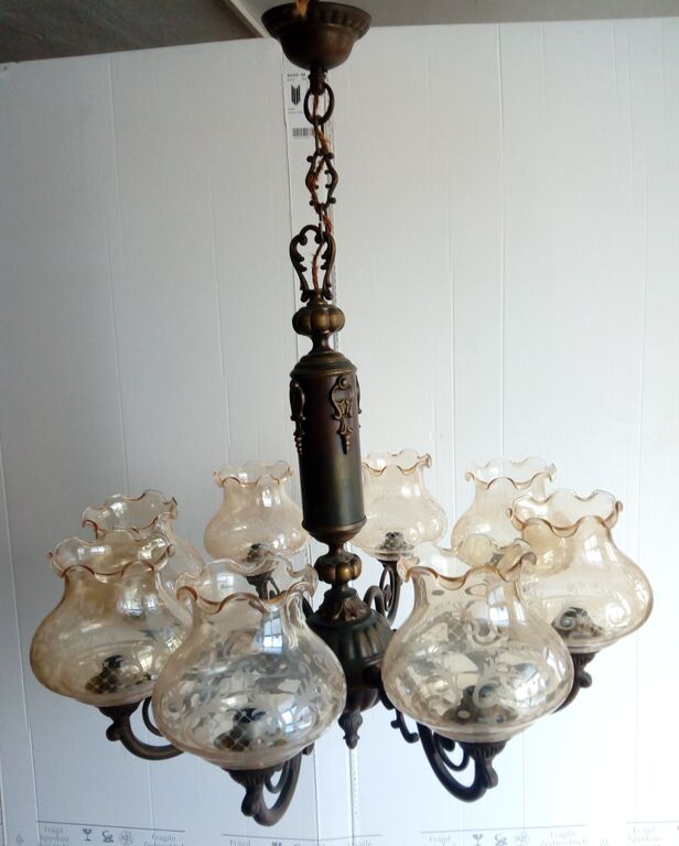 5383895 Lampadario in ottone e vetro