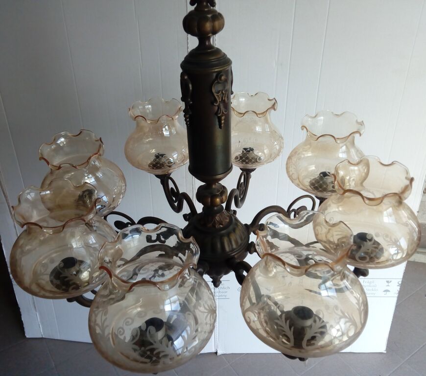 5383897 Lampadario in ottone e vetro